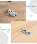 Upgrade Your Yacht With 4pc Stainless Steel Boat Door Catches Windproof Holders For Cabin Doors That Stop Noise And Slams Securely On Any Marine Vessel, showing easy installation and stainless steel material.