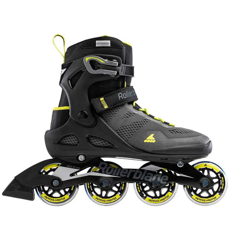 Macroblade 80 Fitness Inline Skates for Men with secure cuff, lateral support, form fit liner, breathable mesh, black and lime design