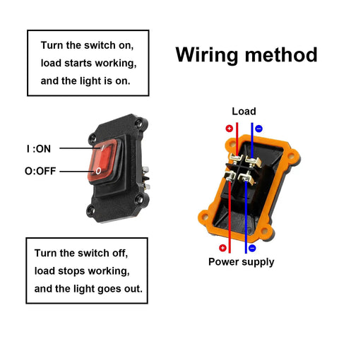 Waterproof 12V Inline DPST Outdoor Toggle Switch For 12 Or 24V DC On Off With Red LED Rocker Button IP65 Marine Grade Built Tough As Nails For Harsh Weather Wet Environments And DIY Projects wiring diagram