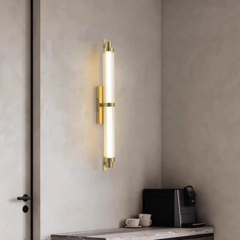 JGSYD Led Modern Wall Lamp Indoor with Remote Control Wall Light 2700K-6500K Dimmable Wall Sconce Long Strip Decorative Wall Lighting Stainless Steel for Bedroom Hallway Living Room,Black-70Cm mounted in a stylish interior.