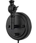 Close-up of adjustment mechanism on a Vintage Adjustable Swing Arm Wall Lamp Black Dope Industrial Style Wall Sconce With Plug In Or Hardwired On Off Switch Ideal For Desk Or Bedside Reading Light.