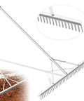 Aluminum Maintenance Rake With Adjustable 66 To 98 Inch Handle, 36 Inch Lawn And Garden Landscape Rake for yard care, rustproof