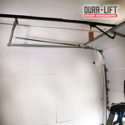 Heavy Duty Extension Garage Door Spring 2 Pack For 140 Pound Doors Replacement Kit With Double Loop Ends installed on door track