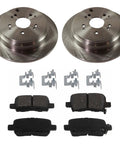 Brake rotor and pad kit for 2002-2004 Honda Odyssey rear solid rotors, includes two rotors, four brake pads, hardware clips