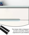 Two Pack 10 Inch Full Extension Ball Bearing Drawer Slides next to a white drawer showing smooth operation