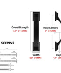10 Pack 3 Inch Matte Black Cabinet Pulls Zinc Alloy Drawer Handles For Kitchen Cabinets Durable Solid Hardware With Screws Diagram