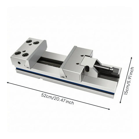 Massive 300mm Opening Bench Vise Hardened Alloy Steel CNC Milling Machine Clamp Ground Precision Workholding Tool For Shop Production Line Metalworking Jobs Super Grippy Reliable Performance showing dimensions and design.