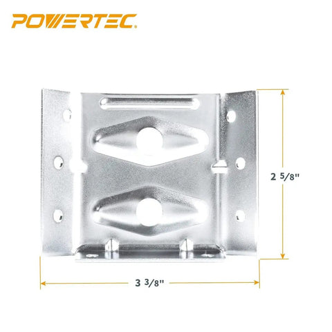 Heavy Duty Surface Mount Corner Brackets 4Pack With Hardware Screws Nuts And Bolts, 3 3/8 inch, steel mounting plate detail.