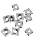 Knockout 14 X 14 X 2 Mm Square Carbide Inserts For Woodturning And Helical Planers showing durable tungsten blades with precision holes.