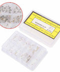 Watch Push Button Washer Set With 12 Sizes Metal Watch Repair Tool Kit in plastic box, clear compartments visible.