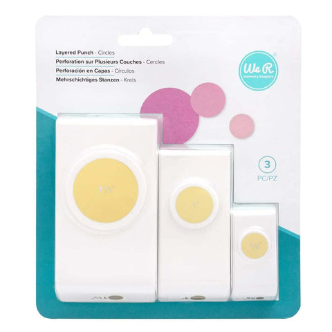 Layering Circle Punch Set In Three Pieces For Crafts Create Dimensional Texture With One And A Half Inch One Inch And Five Eighths Inch Circles Ideal For Card Making Scrapbooking And Diy Projects