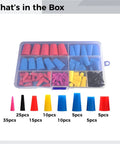 Premium 110 Piece Silicone Tapered Hole Plugs Kit With Assorted Colors For Electroplating PaintingProtection And High Temp Resistance Includes Easy Carry Case To Keep Workshop Gear Organized And Ready For Any Big DIY Job Or Professional Task. in carry case, assorted sizes