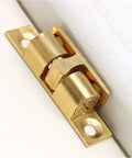Push To Open Magnetic Cabinet Latch 2 Pack Gold Finish Door Catch And Drawer Closer For Easy Closet Access No Frills Quick Install