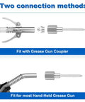 Two connection methods for Grease Gun Needle Tip Kit With Four 18G Needle Nozzles, Two Needle Dispensers And One Rubber Joint Nozzle