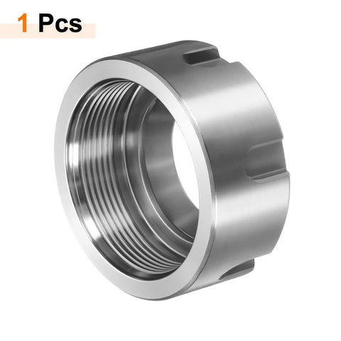 ER32 Collet Clamping Nut Featuring Dynamic Balance Holes And M40 Threading, steel, bright silver finish, 1 piece