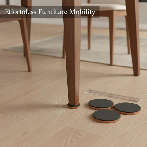 No Sweat Easy Glide Round PE Plastic Furniture Sliders For Standard Chair And Sofa Legs On Hard Floors Black Glide Pads