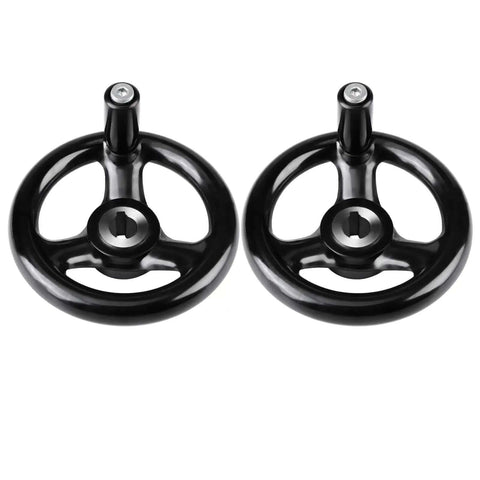 3 Spoke Round Hand Wheel With Removable Handle For Lathe And Mills Rock Solid Precision Tuning Control Engineering Plastic Build 12x100mm Black 2 Sets Industrial Grade