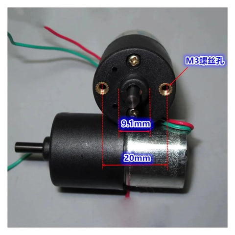 Badass DC 3V To 6V Super Slow Speed 310 Planetary Gear Motor with wires, 9.1mm and 20mm measurements, durable black housing.