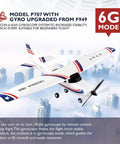 Adult RC Airplane With 3 Channel 3D6G Fixed Wing RTF Plane Dual Batteries Durable EPP Build, white P707 with gyro mode displayed