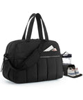 Black Womens Gym Duffle Bag For Travel With Wet Pocket Lightweight Carry On Weekender Duffel Water Resistant Taslan and shoes