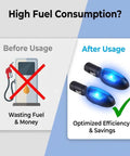 Image showing Gas Saver Plug And Play Energy Saving Device For Cars Trucks And SUVs Portable Auto Fuel Saver That Cuts Gas Costs No Setup Required Works With Gasoline Diesel And Lubricants Easy Install. Before and after usage comparison highlighting efficiency and savings.