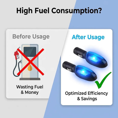 Image showing Gas Saver Plug And Play Energy Saving Device For Cars Trucks And SUVs Portable Auto Fuel Saver That Cuts Gas Costs No Setup Required Works With Gasoline Diesel And Lubricants Easy Install. Before and after usage comparison highlighting efficiency and savings.