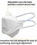 Side view of Super Comfy N95 Particulate Respirator Pack Of 20 With 3 Panel Flat Fold Design featuring adjustable nose clip.