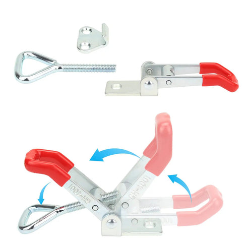 Top Tier Heavy Duty Toggle Latch Clamps Six Pack Rock Solid Pull Handle With 330 Lbs Grip Adjustable Steel Body Includes Mounting Screws For Pickup Trucks Toolboxes And Garage Setup Red Silver