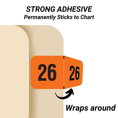 2026 Year Stickers For End Tab File Folders With Orange Color Code, Heavy Duty Adhesive Chart Labels, 3/4 In By 1-1/2 In, USA Made