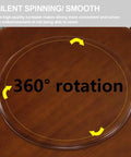 Top Shelf Heavy Duty Oak Lazy Susan Turntable Featuring Slick 360 Degree Spin And Rock Solid Anti Slip Base viewed from above on a wooden table.