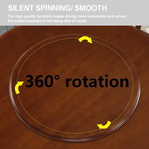 Top Shelf Heavy Duty Oak Lazy Susan Turntable Featuring Slick 360 Degree Spin And Rock Solid Anti Slip Base viewed from above on a wooden table.