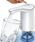 Rechargeable 5 Gallon Water Dispenser Pump with USB-C fast flow electric jug pump pouring water into glass
