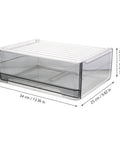 Slick stackable underwear and sock storage bins crafted from heavy duty PET plastic, measuring 34 cm x 25 cm x 12 cm.