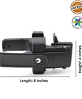 Dual Sided Lockable Magnetic Gate Latch Matte Black, 8 inches long, 4 inches high, rust-resistant, designed for secure mounting.