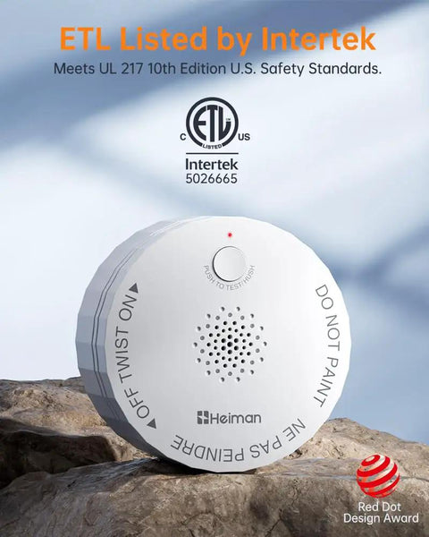 Keep Your Home Hella Safe With This Ultra Compact Wireless Interconnected Smoke Detector Featuring A Ten Year Battery Life And Seamless RF Linked Alerts For Quick Whole House Protection on rocky surface.
