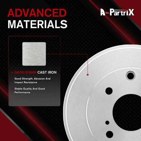Heavy Duty Rear Brake Drums For Ford Transit Connect 2010 To 2013 showing GG20/G3000 cast iron material with good strength.