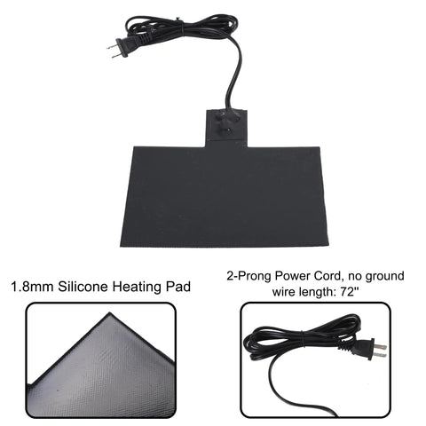 Zero Stress Silicone Battery Heater Pad With Smart Thermostat To Crush Winter And Make Cold Starts A Walk In The Park For Your Ride In Slate Gray, 1.8mm silicone heating pad with power cord.
