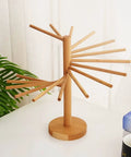 Foldable Wooden Pasta Drying Rack For Fresh Homemade Noodles easy hang counter space saver, solid wood design, 12x12x33 cm.
