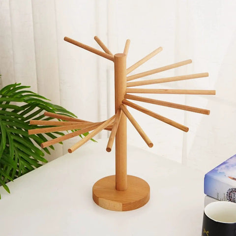 Foldable Wooden Pasta Drying Rack For Fresh Homemade Noodles easy hang counter space saver, solid wood design, 12x12x33 cm.