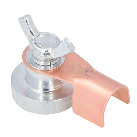 Grab The Deal On These 8 Piece Portable Welding Magnetic Ground Clamps For Steel close-up of a magnetic ground clamp with copper and aluminum materials.