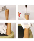 Assembly of Oak Solid Wood Furniture Legs 50cm Replacement Kit for tables, chairs, sofas with black angled cone design hardware.