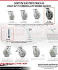 Top Shelf Heavy Duty Kingpinless Thermoplastic Rubber Flat Tread Caster Set With Eight Inch Gray Wheels, 1400 lb capacity for tool carts.