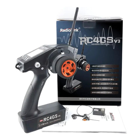 RC4GS V3 2.4G 5 Channel RC Transmitter And Receiver With Built In Gyro For Crawler Trucks Cars And Boats Ready To Race product box