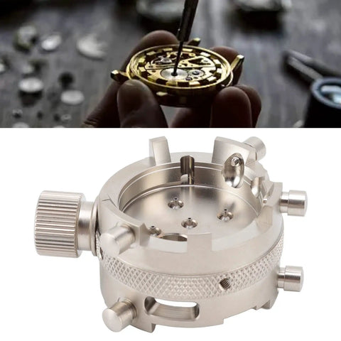 Pro Grade Stainless Steel Watch Movement Base Holder For Repairs And Adjustments Heavy Duty Fixation Tool Designed To Secure And Align Movements