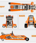 Multiple views of a 2.5 Ton Steel Floor Jack With Low Profile Design, Hydraulic Racing Floor Jack, heavy-duty with beefy single piston lift pump.