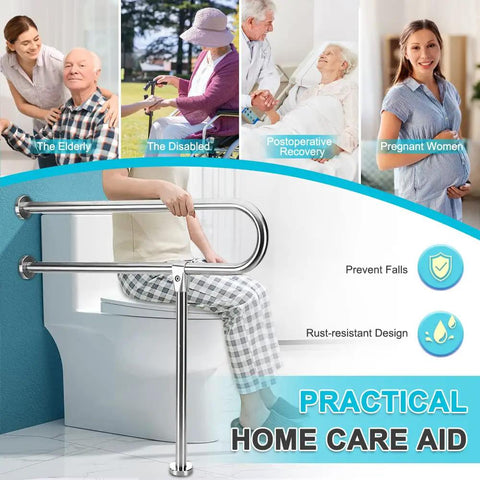 30 Inch Handicap Grab Bars For Bathroom Safety Rail Set Built In Stainless Steel Wall To Floor Mounted Bath Grips with user assistance