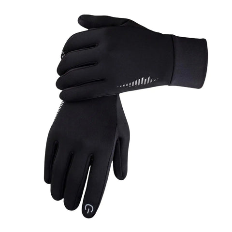 Winter Warm Touchscreen Gloves For Men And Women, fleece-lined with windproof, splash-proof exterior, black, angled view