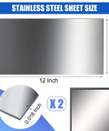 Two 12x6-inch 0.018-inch thick 304 stainless steel sheets for crafts; non-magnetic flat metal plates.