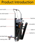 Heavy Duty Electric Stair Climbing Hand Truck Dolly With Foldable Toe Plate And Non Slip Rubber Tires For Effortless Moving Of Heavy Furniture And Warehouse Logistics Up And Down Stairs, featuring touch switch and stainless steel handrail.