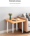 Beefy Heavy Duty Folding Table Legs For Home And Office supporting a wooden side table beside a sofa